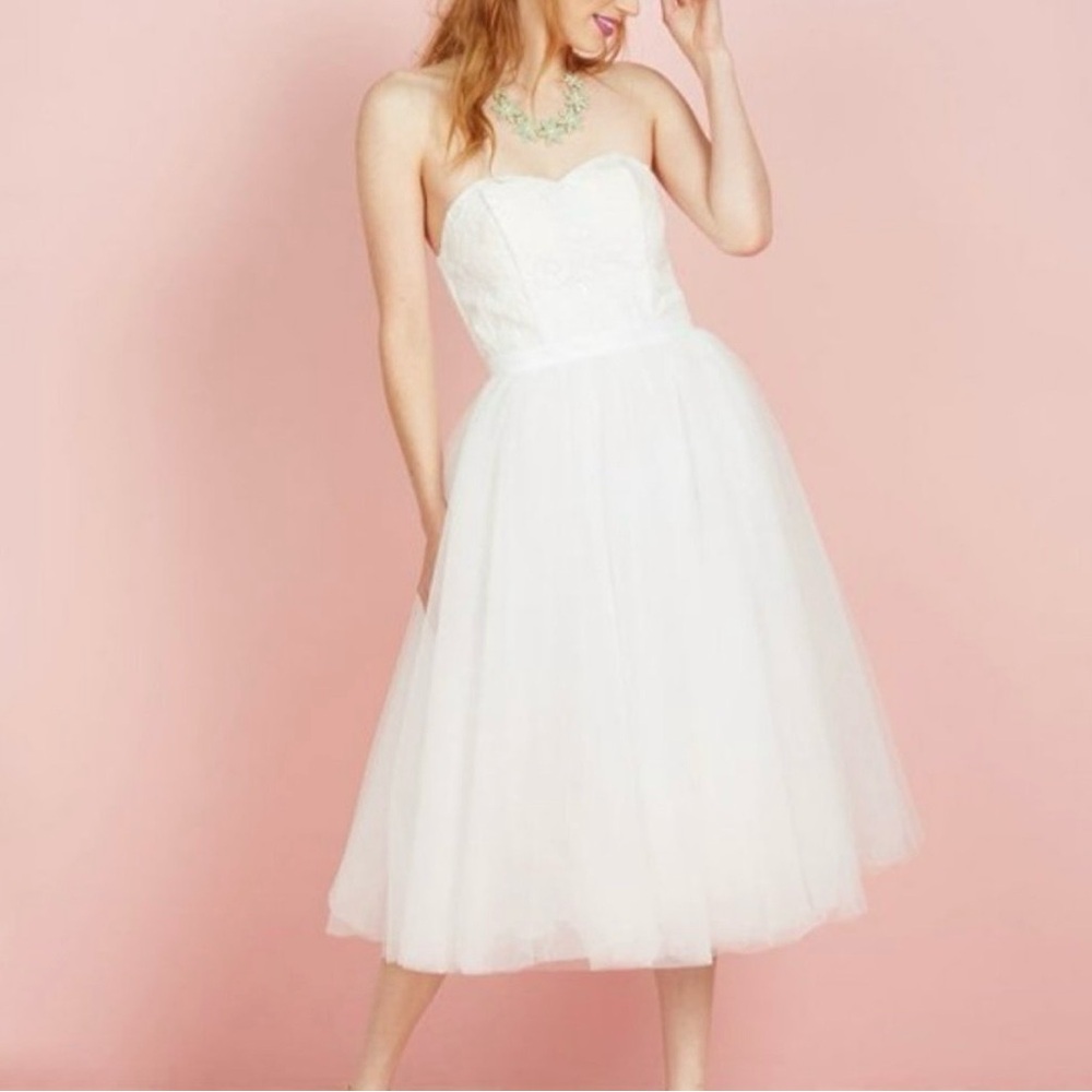 Chi Chi London White Strapless Wedding Dress
